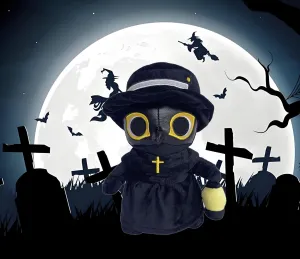 Plague Doctor Plush Toy, 10" Cute Stuffed Plush Pillow Doll, Soft Gmaes Plushie Toy Halloween Hugging Cushion Decor, Present for Fans Kids and Adults (B)