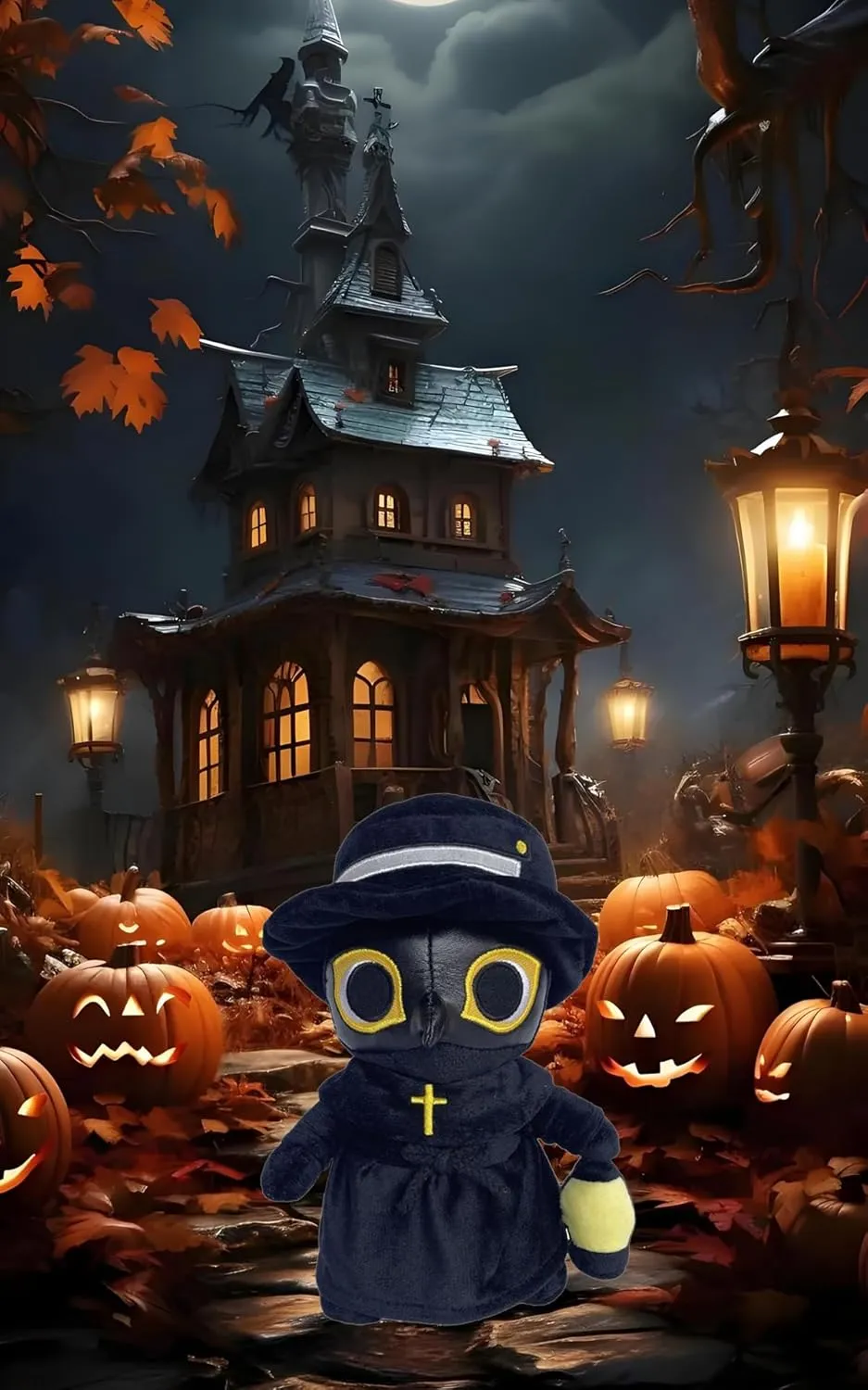 Plague Doctor Plush Toy, 10" Cute Stuffed Plush Pillow Doll, Soft Gmaes Plushie Toy Halloween Hugging Cushion Decor, Present for Fans Kids and Adults (B)