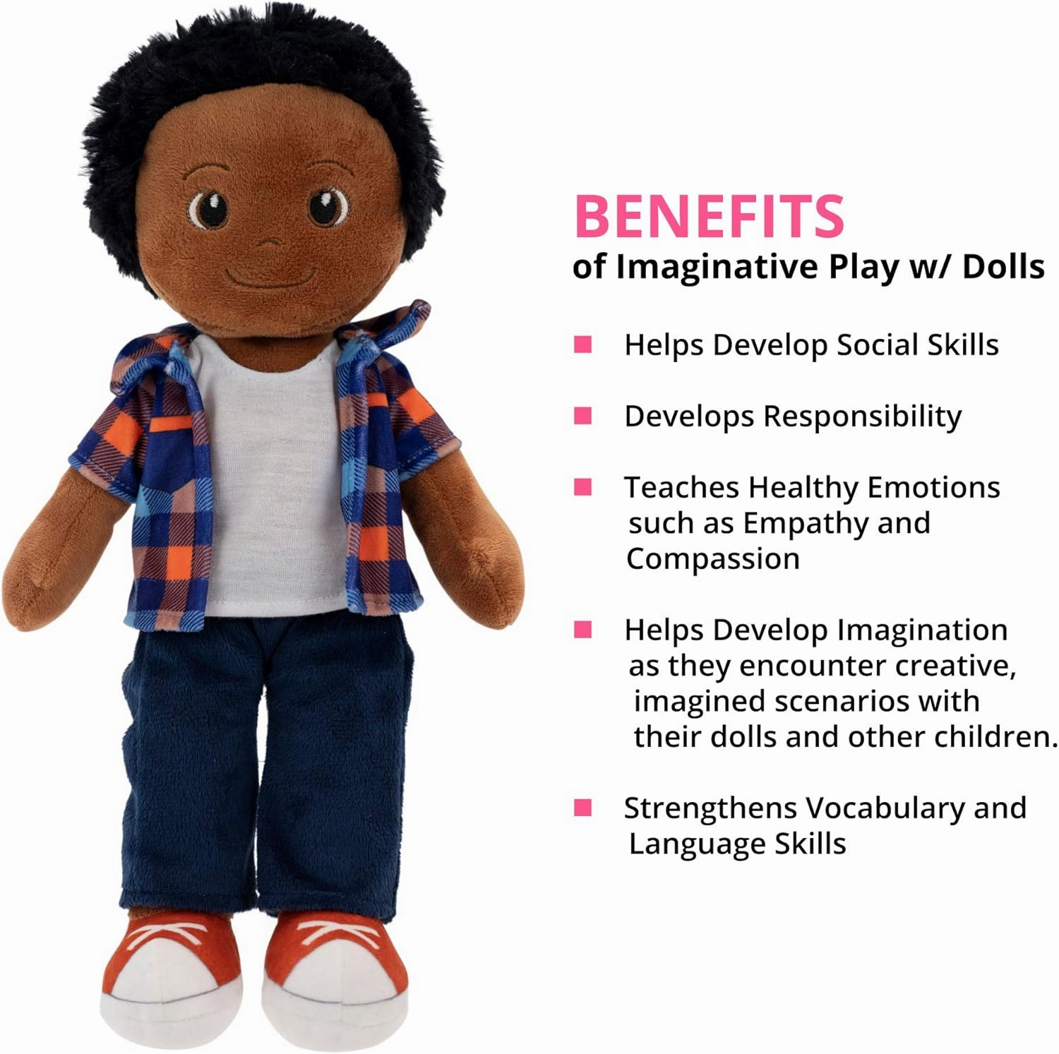 Playtime by Eimmie 14" Soft Baby Doll for Boys (Charlie) - Plush Rag Doll for Toddlers & Infants, Washable Stuffed Toy with Sensory Fabric Body - Great for Baby Showers, Birthdays & Special Occasions