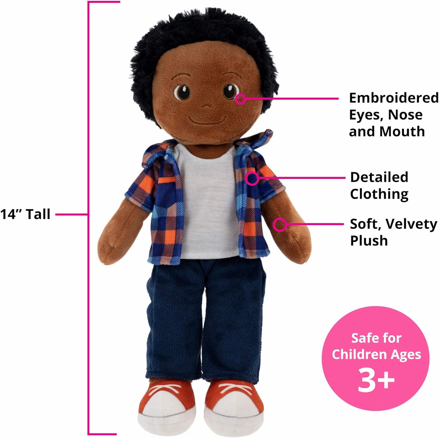 Playtime by Eimmie 14" Soft Baby Doll for Boys (Charlie) - Plush Rag Doll for Toddlers & Infants, Washable Stuffed Toy with Sensory Fabric Body - Great for Baby Showers, Birthdays & Special Occasions