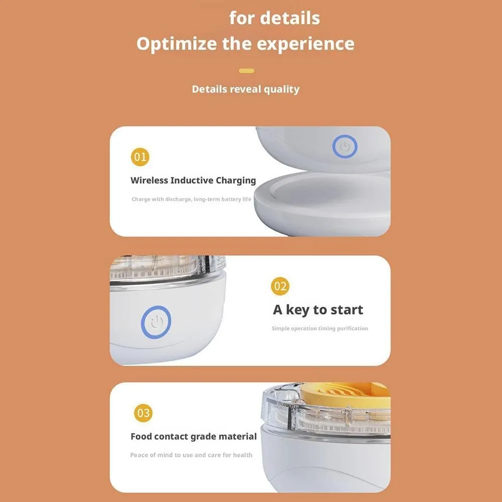 Portable Fruit and Vegetable Washing Machine, Efficient Fruit Cleaner Device with Bubble Jet Technology, Fruit Cleaner Device with Wireless Charging for Home Kitchen (White)