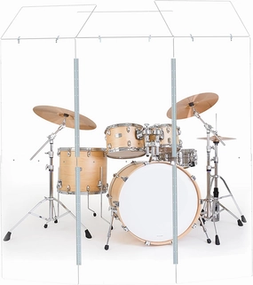 Portable Drum Shield (3 Panels with deflectors). 3 Panels, 2ft x 5ft. Acrylic with Stainless Steel Hinges and deflectors. Suitable for Practice and Performance.