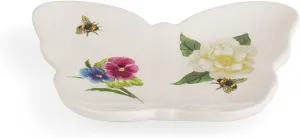 Portmeirion Botanic Garden Bouquet Spoon Rest - 4.25" Butterfly Shaped Plate with Chip-Resistant Glaze Dolomite for Kitchen Counters & Stovetops - Teabag Holder for Afternoon Tea