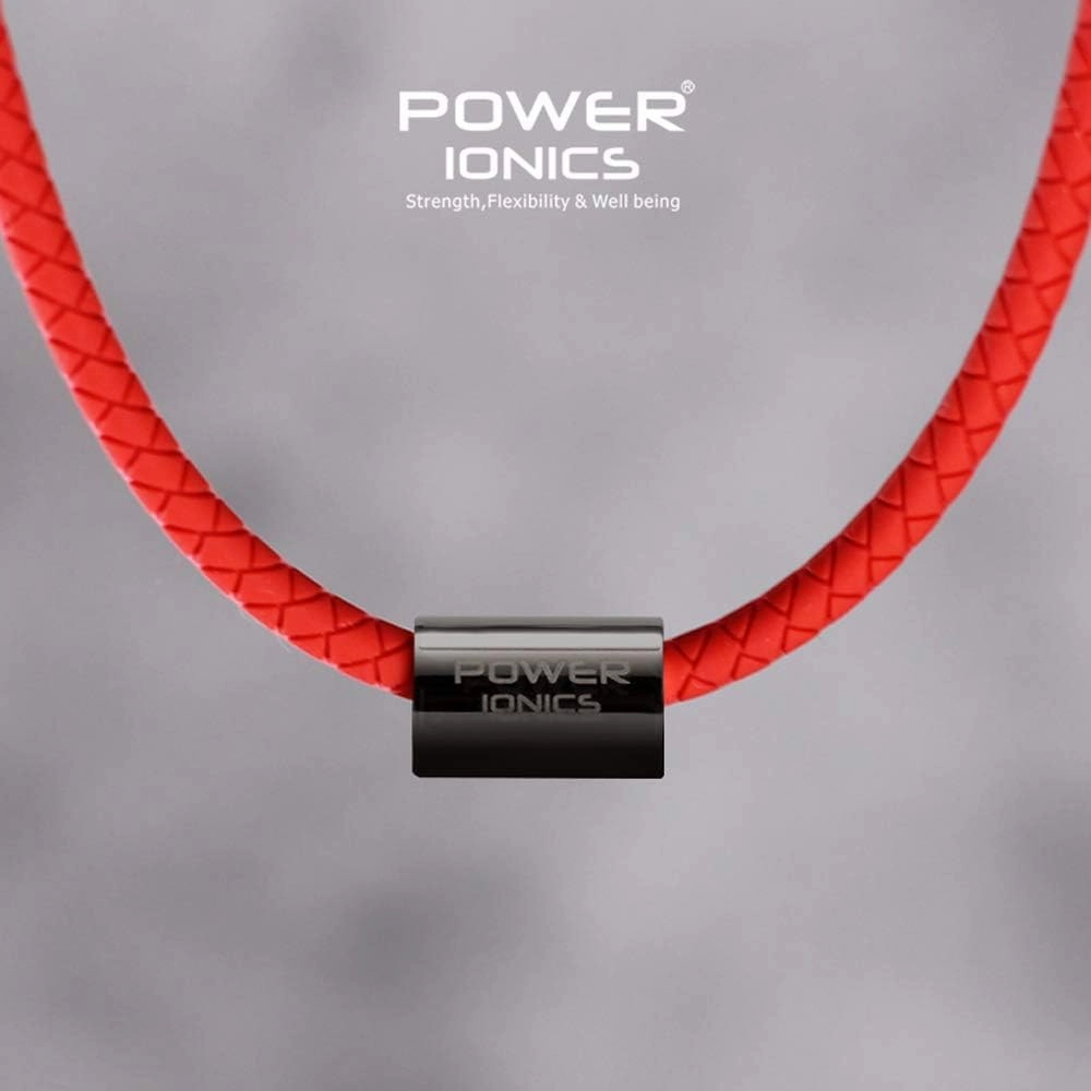 Power Ionics Tourmaline Germanium Black Silicone Necklace for Women/Men,20.5 inch Gold/Gray Titanium Pendant Jeweler Gift Bag