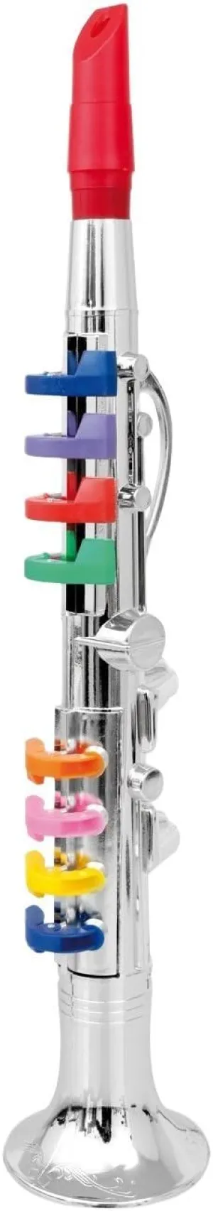 PowerTRC Kids Clarinet Music Toy | Wind Musical Instrument | 8 Colored Keys | Toddlers | Learning Clarinet | Metallic Silver