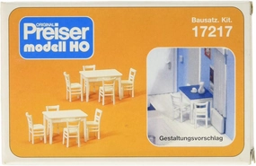 Preiser 17217 Table & Chairs (White) HO Scale Accessories