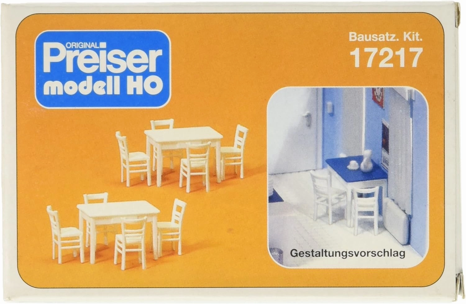 Preiser 17217 Table & Chairs (White) HO Scale Accessories
