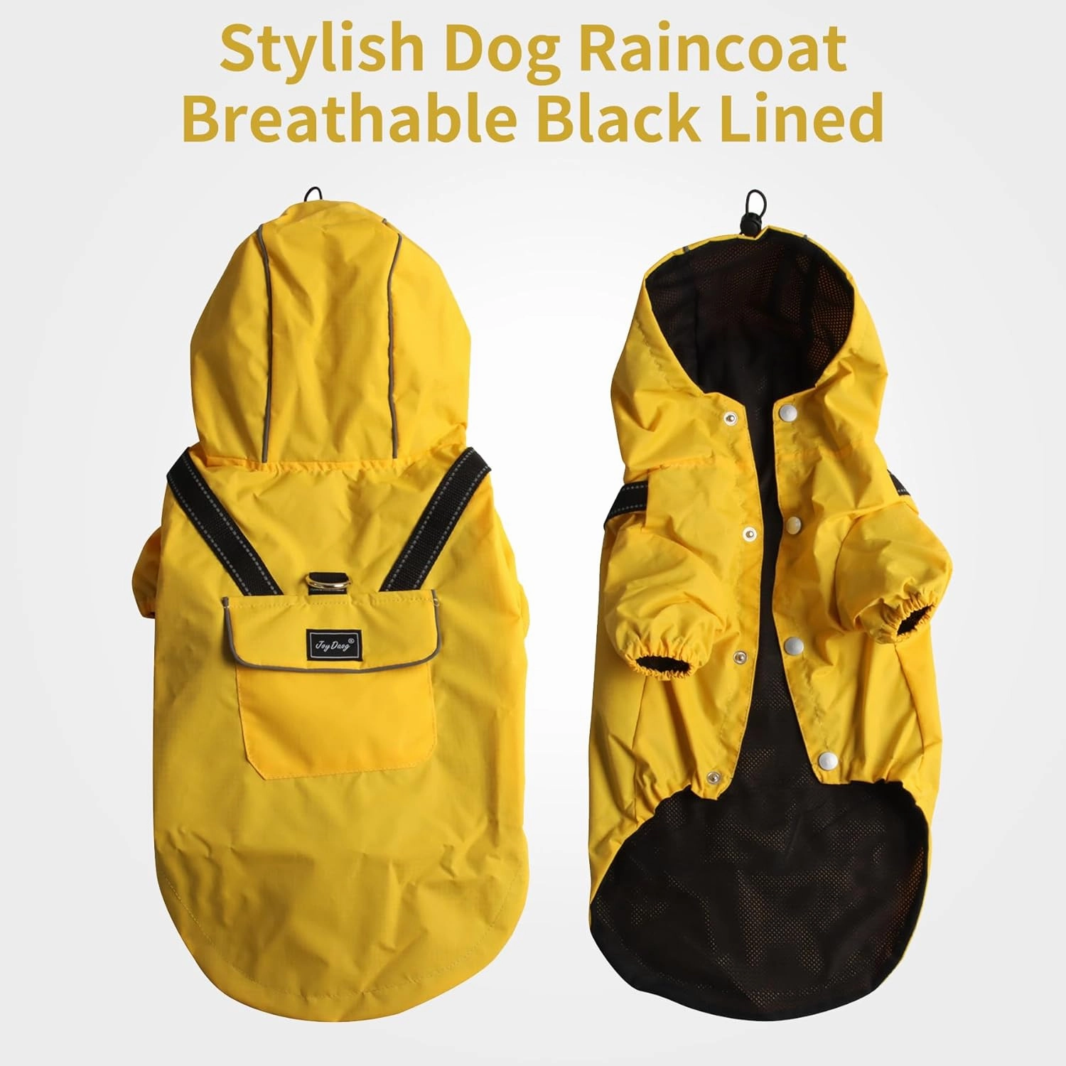Premium Dog Raincoat with Hood for Medium Dogs,Outdoor Sports Waterproof Doggie Rain Jacket,Puppy Raincoat with Pockets,Yellow L