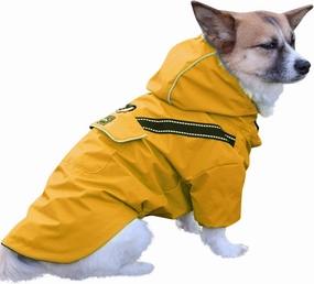 Premium Dog Raincoat with Hood for Medium Dogs,Outdoor Sports Waterproof Doggie Rain Jacket,Puppy Raincoat with Pockets,Yellow L