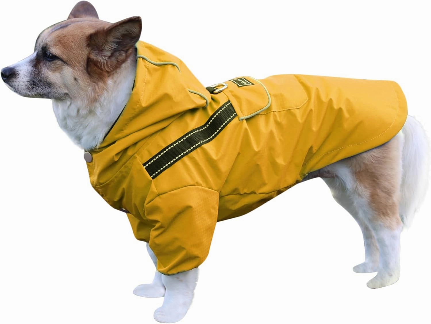 Premium Dog Raincoat with Hood for Medium Dogs,Outdoor Sports Waterproof Doggie Rain Jacket,Puppy Raincoat with Pockets,Yellow L