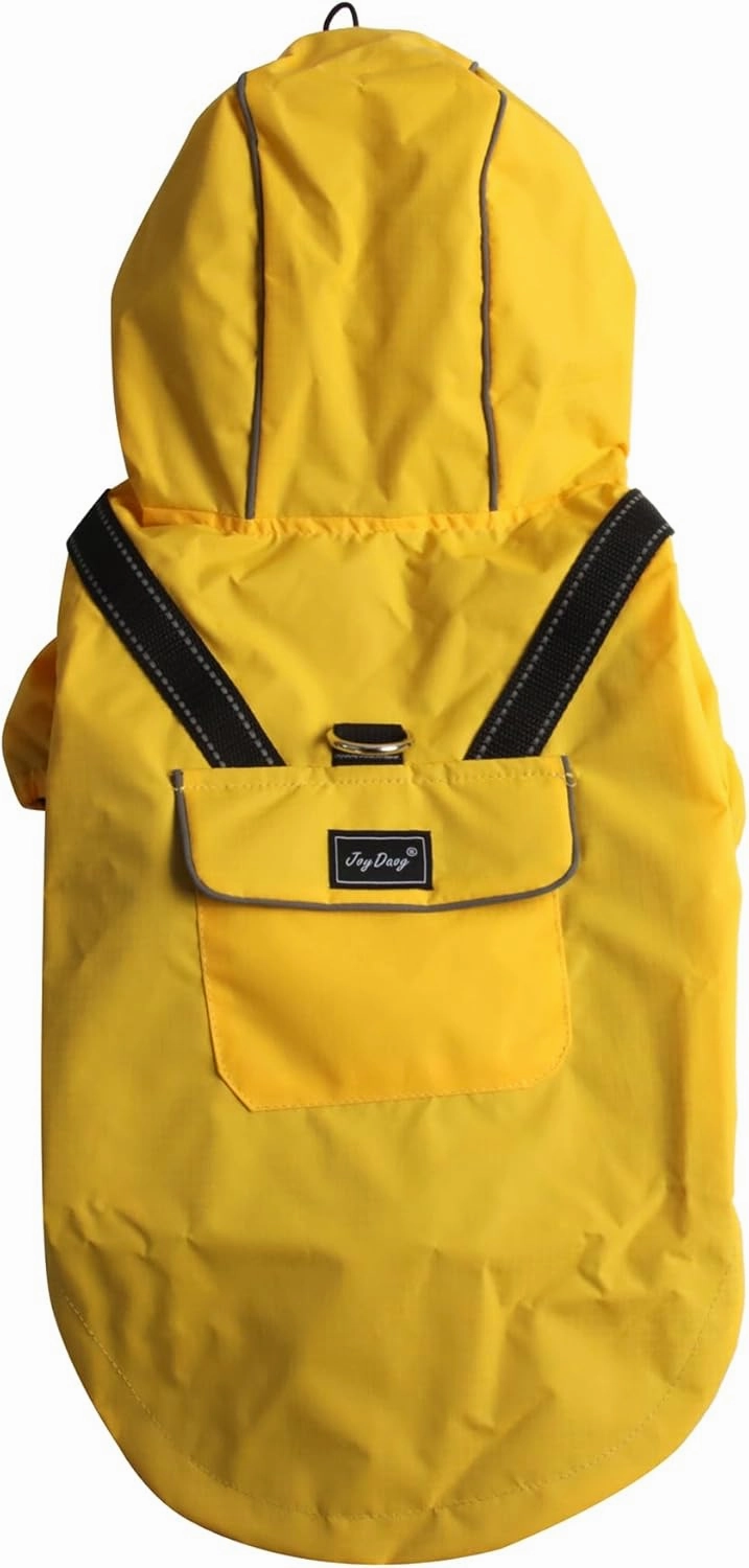 Premium Dog Raincoat with Hood for Medium Dogs,Outdoor Sports Waterproof Doggie Rain Jacket,Puppy Raincoat with Pockets,Yellow L