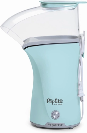 Presto 04867 Poplite Plus Hot Air Popcorn Popper - Built-In Measuring Cup   Melts Butter, Easy to Clean, Built-In Cord Wrap, 18 Cups, Aqua