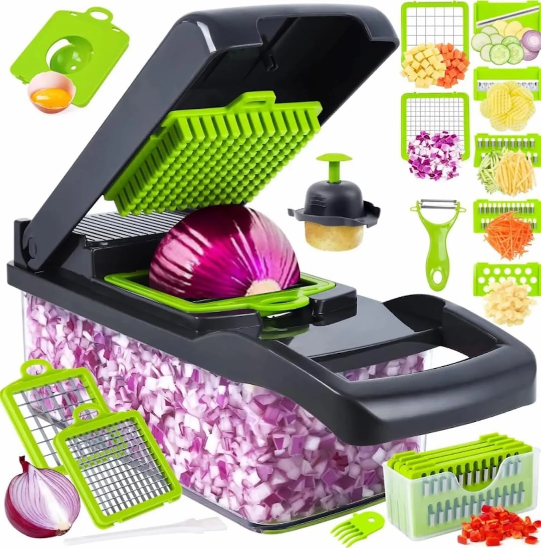 Pro Series 16 in 1 Vegetable Chopper, AIGLE nova Onion chopper with Container, Cucumber and Fruit Shredder, Slicer, Veggie Chopper, Must have Kitchen gadget to save your prep time for cooking.