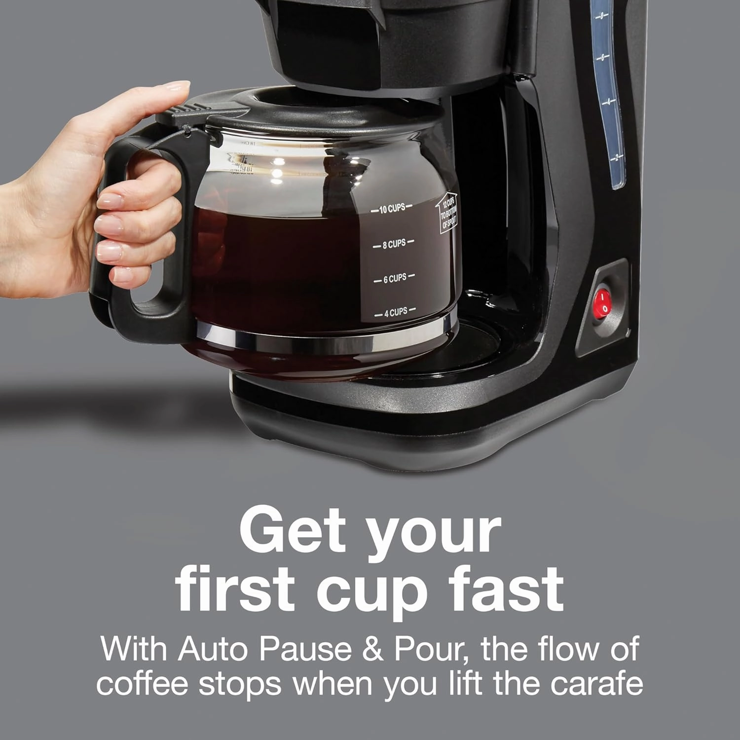 Proctor Silex FrontFill Drip Coffee Maker, 12 Cup Glass Carafe, Black and Silver (43680PS)