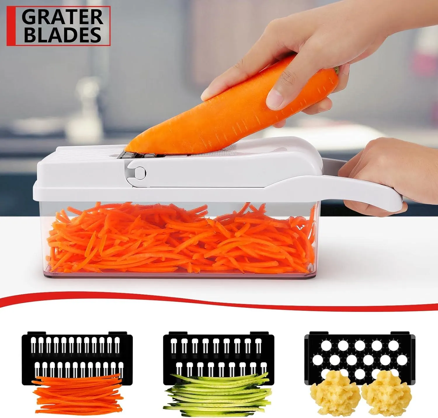 Professional Compact Vegetable Chopper, Veggie Chopper, Chopper Vegetable Cutter, Veggie Chopper with Container, Mandoline Slicer Dicer 9 Inserts