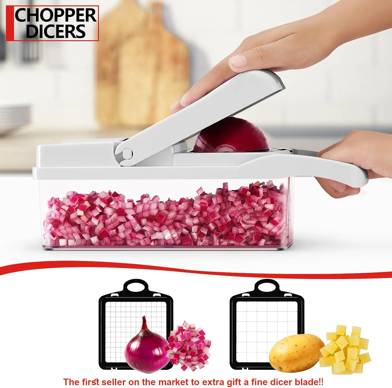 Professional Compact Vegetable Chopper, Veggie Chopper, Chopper Vegetable Cutter, Veggie Chopper with Container, Mandoline Slicer Dicer 9 Inserts