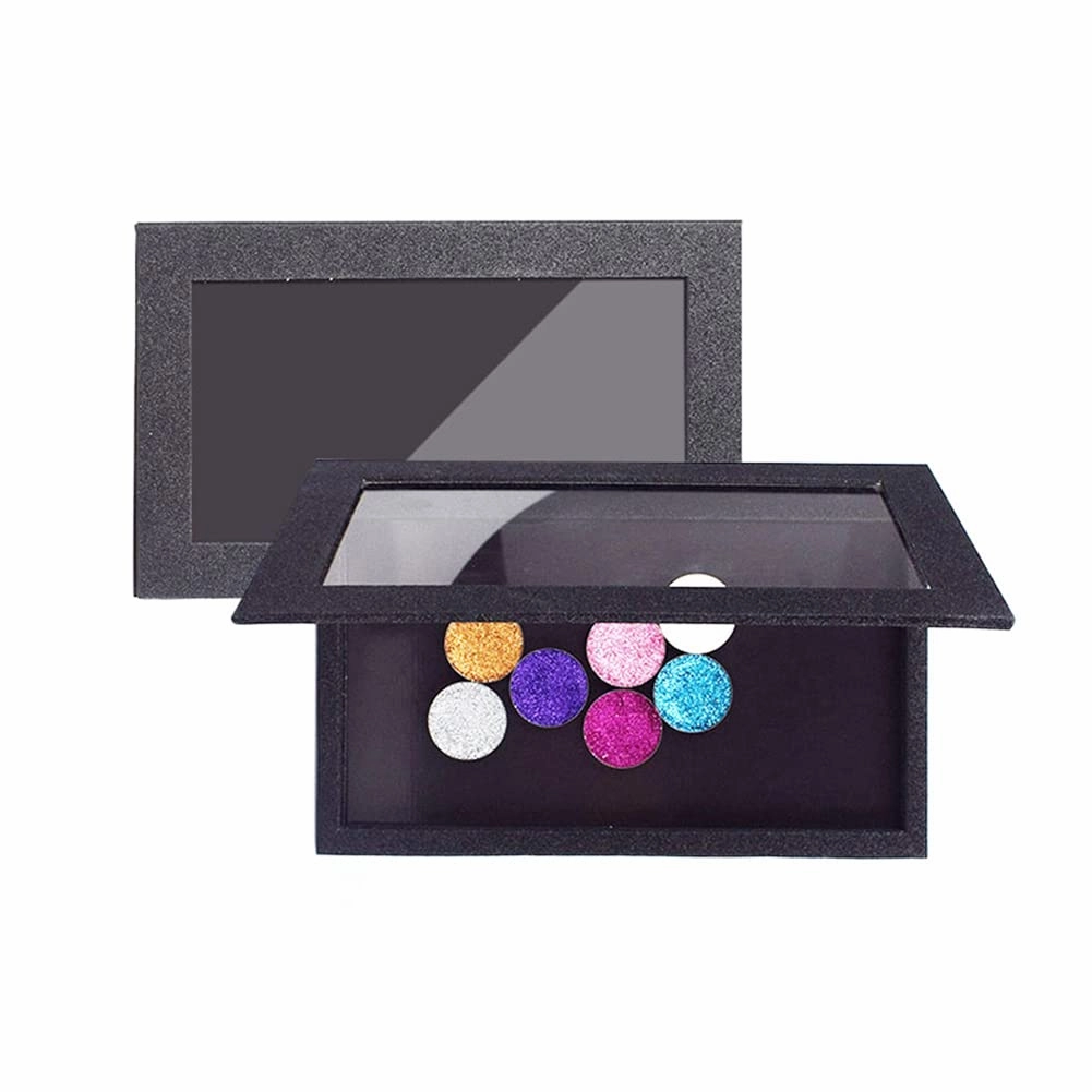 Professional Empty Makeup Magnetic Palette Set with 20 Adhesive Metal Stickers and 20 Empty Round Metal and 1 Depotting Spatula blush for powder and foundation (Black)