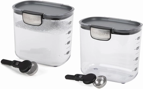 Progressive International ProKeeper  Clear Plastic Airtight Food Baker's Kitchen Storage Organization Container Canister Set with Magnetic Accessories, 2- Piece Set (Powdered Sugar 1.4-Quart)