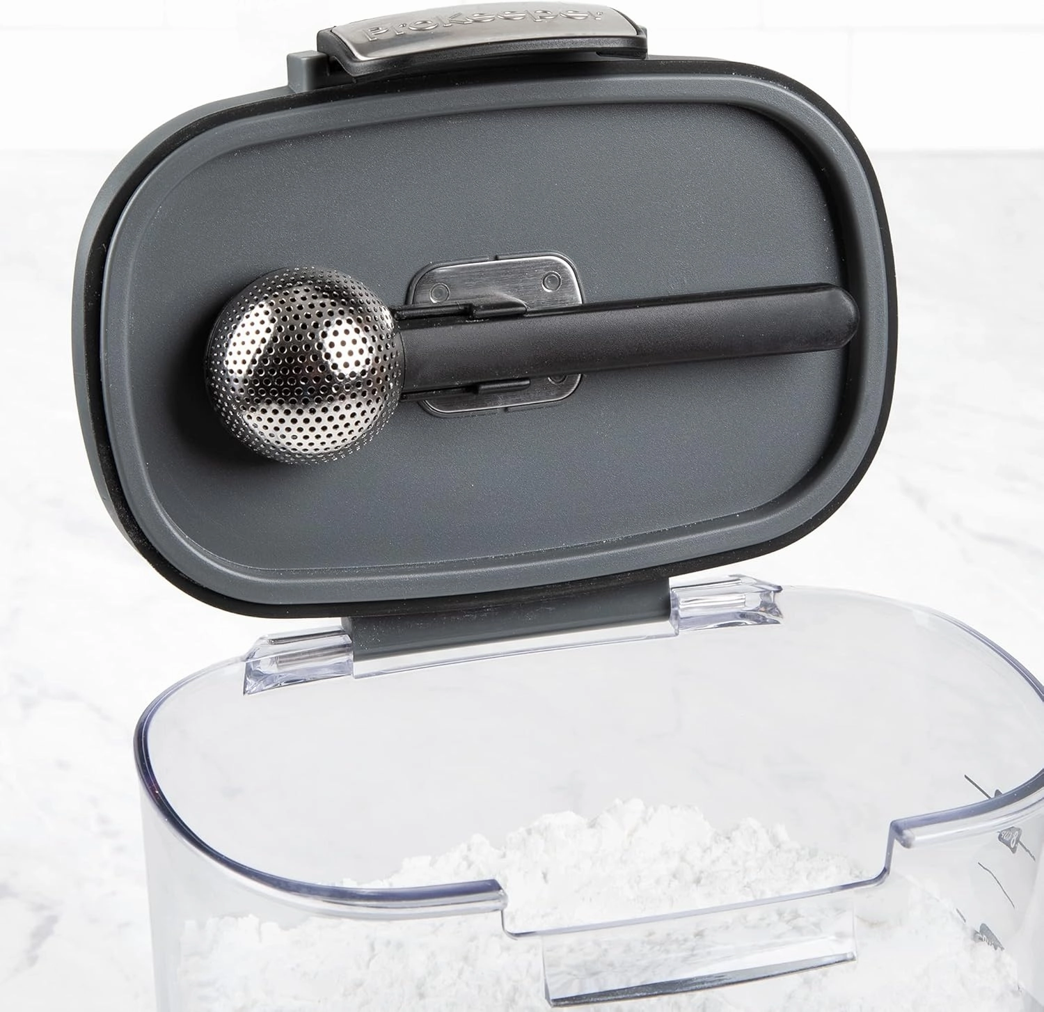 Progressive International ProKeeper  Clear Plastic Airtight Food Baker's Kitchen Storage Organization Container Canister Set with Magnetic Accessories, 2- Piece Set (Powdered Sugar 1.4-Quart)