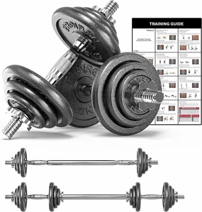 PROIRON 44Lbs Cast Iron Adjustable Dumbbell Set Hand Weight with Solid Dumbbell Handles Changed into Barbell Handily Great for Bodybuilding Fitness Weight Lifting Training Home Gym
