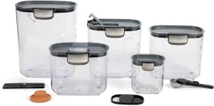 ProKeeper  9-Piece Airtight Food Storage Container Set – Clear Plastic Flour and Sugar Canister Set with Magnetic Accessories for Kitchen Organization
