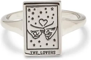 Pura Vida Ring Silver Lover Tarot Card Handmade Ring - Stackable Ring Jewelry, Brass Base with Rhodium Plating - Silver Rings for Women, Cute Rings, Boho Jewelry for Women - Size 5-9