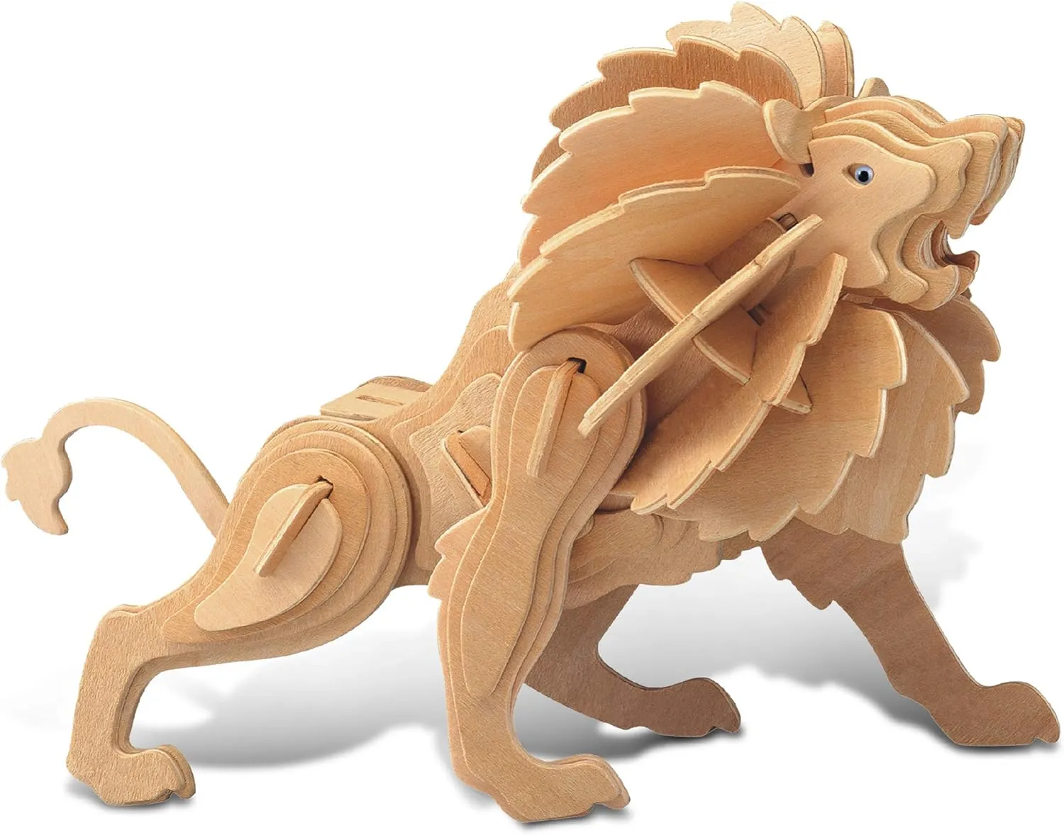Puzzled 3D Puzzle Lion Wood Craft Construction Model Kit, Unique & Educational DIY Wooden Toy Assemble Model Unfinished Crafting Hobby Safari Animal Puzzle, Build & Paint for Decoration 57 Piece Pack