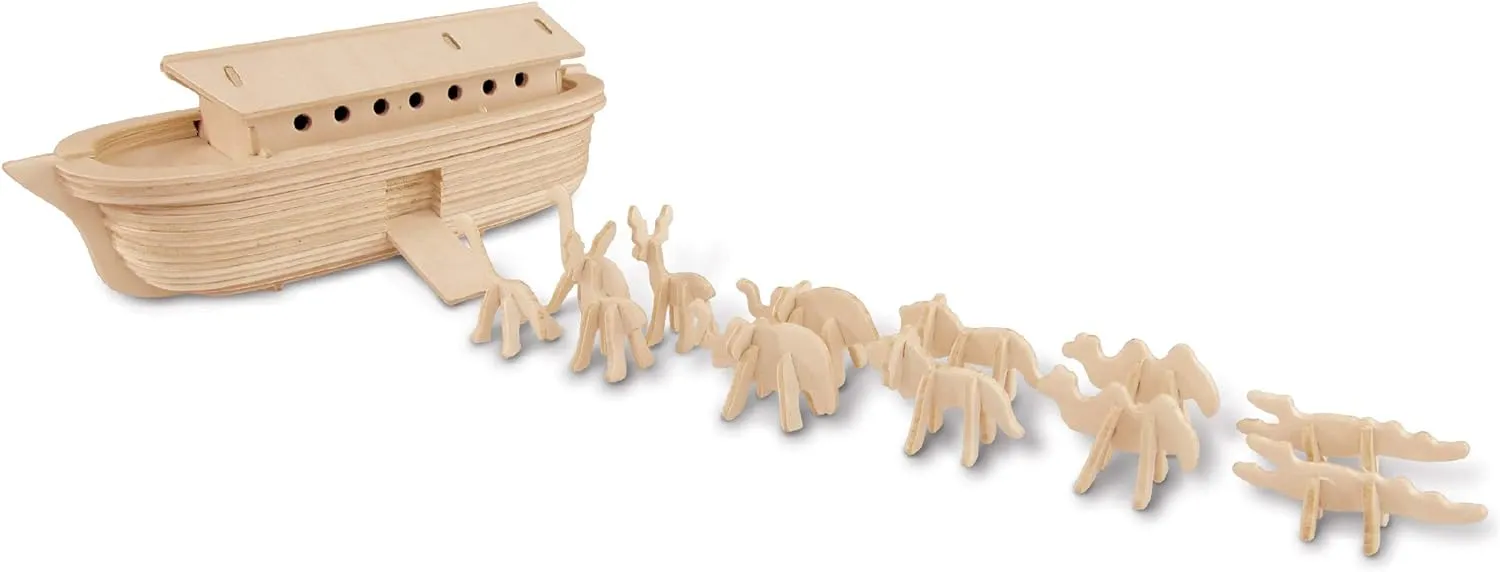 Puzzled 3D Wooden Noah's Ark Toy Puzzle Model Kit - DIY Activity Puzzle for Kids and Adults, Buildable Wooden Noah's Ark Model Toy, Educational Puzzles for Children