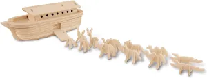 Puzzled 3D Wooden Noah's Ark Toy Puzzle Model Kit - DIY Activity Puzzle for Kids and Adults, Buildable Wooden Noah's Ark Model Toy, Educational Puzzles for Children