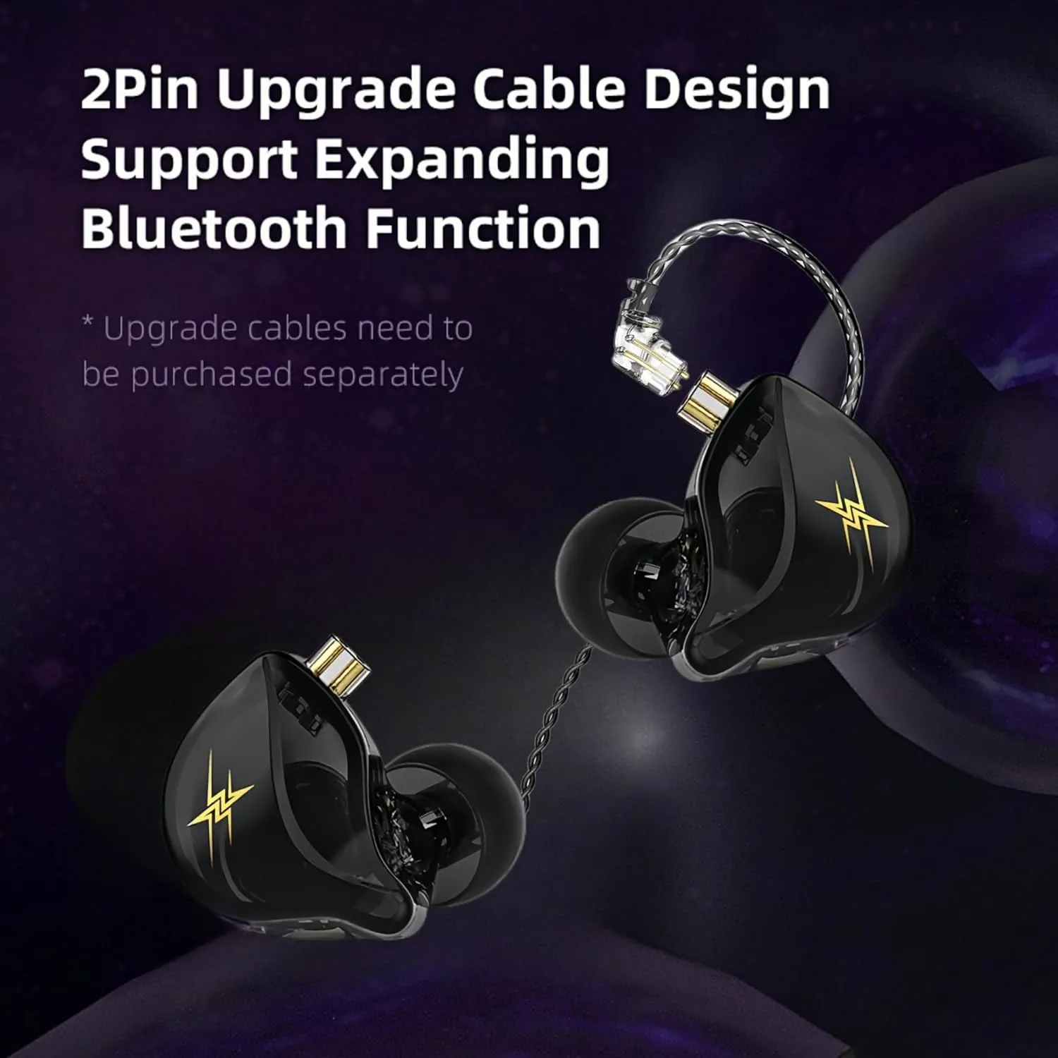 QKZ ZXT in-Ear Monitors,IEM Gaming Earbuds,HiFi Stereo Wired Headphones with Detachable Cable for Musician Singer(Black)