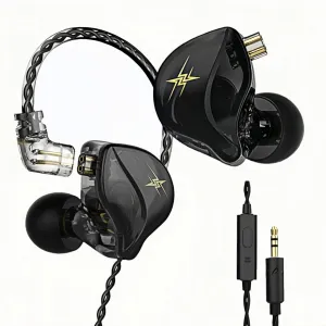 QKZ ZXT in-Ear Monitors,IEM Gaming Earbuds,HiFi Stereo Wired Headphones with Detachable Cable for Musician Singer(Black)