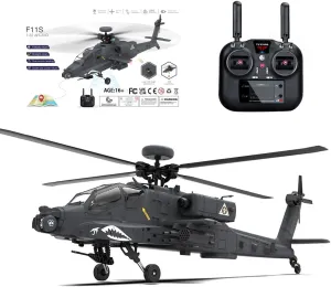 RC Dual-axis Co-Drive Flybarless Helicopter, F11-S AH64 1/32 Scale 2.4G 6CH RC Helicopter with GPS Stabilization, 6-Axis Gyro and Optical Flow, RTF for Hobbyists & Collectors