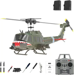 RC ERA C032 RC Helicopter, 2.4G 6CH UH-1 Huey Flybarless RC Helicopter, 6-Axis Gyroscope Stabilization, with Altitude Hold & 3D Inverted Flight for Adults Enthusiasts, 2 Battery