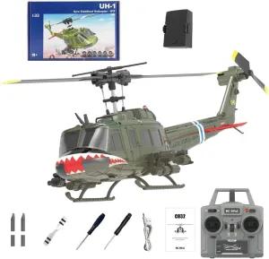 RC ERA C032 UH-1 Huey RC Helicopter for Adults, 1/48 Scale 6CH 2.4G Flybarless Gyro Stabilized Aircraft with Optical Flow Positioning & One-Key Landing -RTF/1 Battery