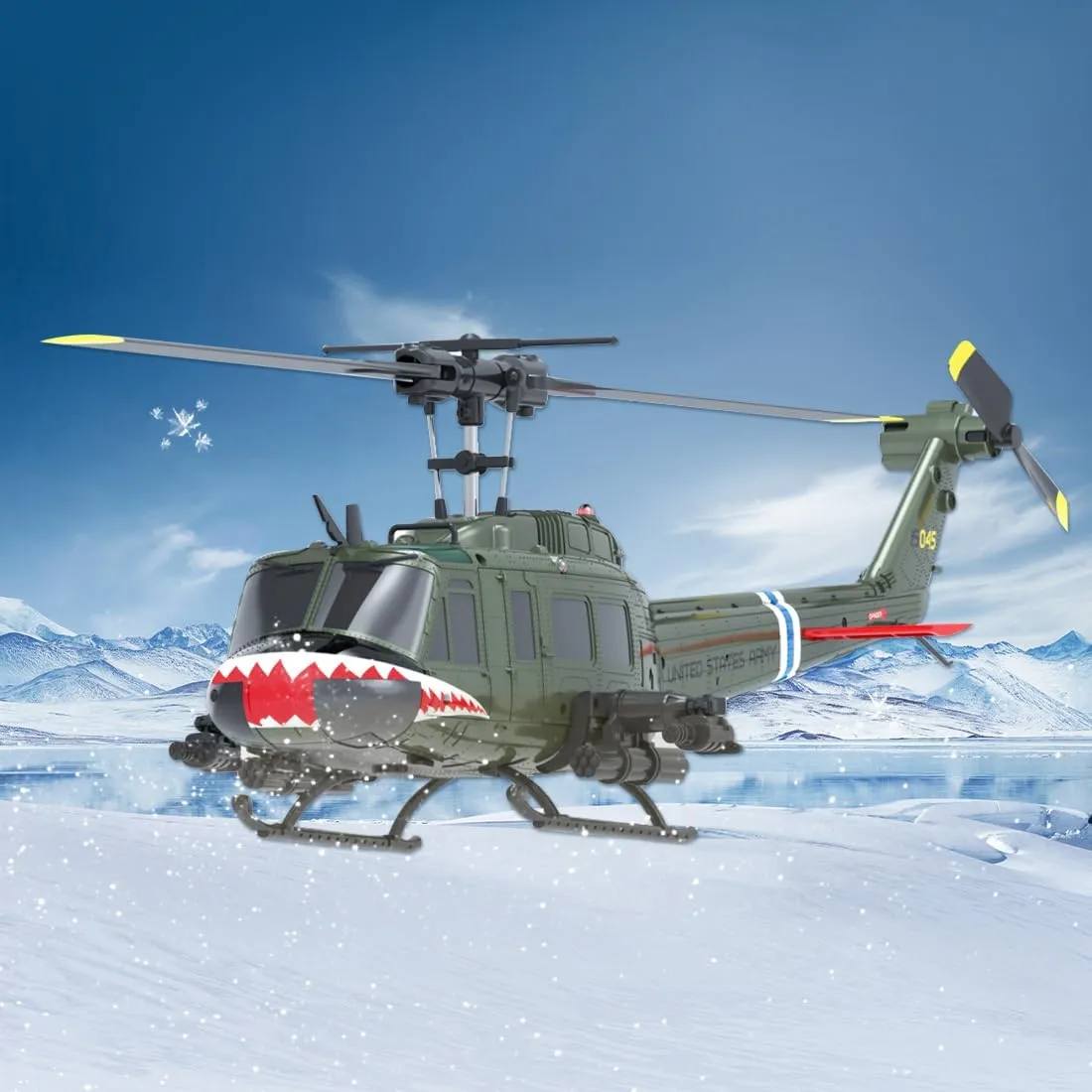 RC ERA C032 UH-1 Huey RC Helicopter for Adults, 1/48 Scale 6CH 2.4G Flybarless Gyro Stabilized Aircraft with Optical Flow Positioning & One-Key Landing -RTF/1 Battery