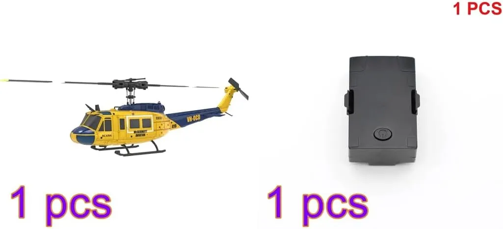 RC ERA C032 UH-1 Huey RC Helicopter with 3D Inverted Flight, 1/48 Scale 6CH Brushless RC Helicopter with Gyro Stabilization & Intelligent Positioning System for Adults