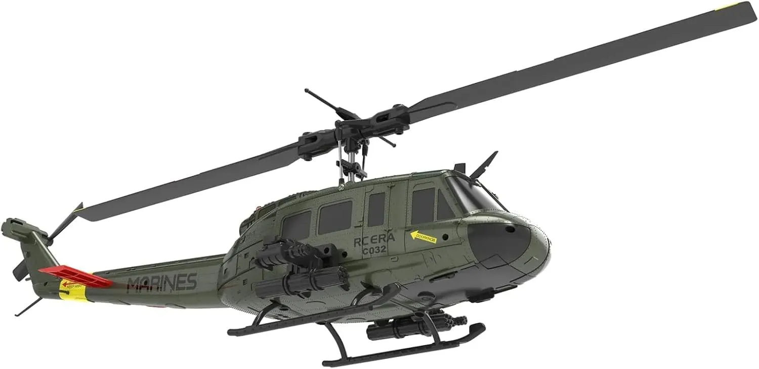 RC ERA C032 UH-1 Huey RC Helicopter with 6-Axis Gyro, 1/48 Scale 6CH Flybarless RC Helicopter with Altitude Hold & Intelligent Positioning System for Hobbyist