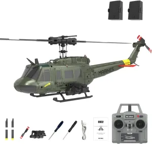 RC ERA C032 UH-1 Huey RC Helicopter with 6-Axis Gyro, 1/48 Scale 6CH Flybarless RC Helicopter with Altitude Hold & Intelligent Positioning System for Hobbyist