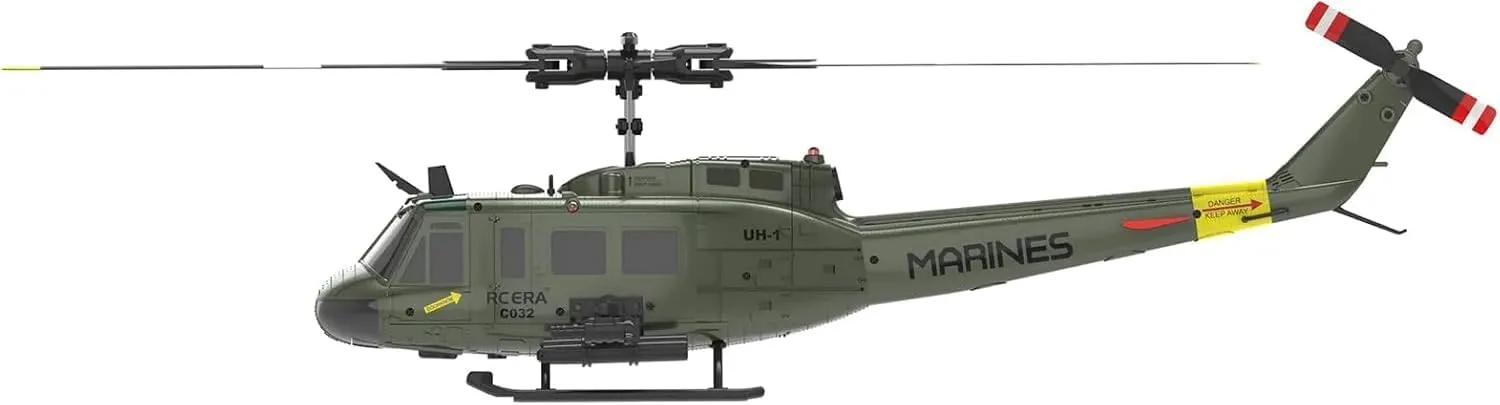 RC ERA C032 UH-1 Huey RC Helicopter with 6-Axis Gyro, 1/48 Scale 6CH Flybarless RC Helicopter with Altitude Hold & Intelligent Positioning System for Hobbyist
