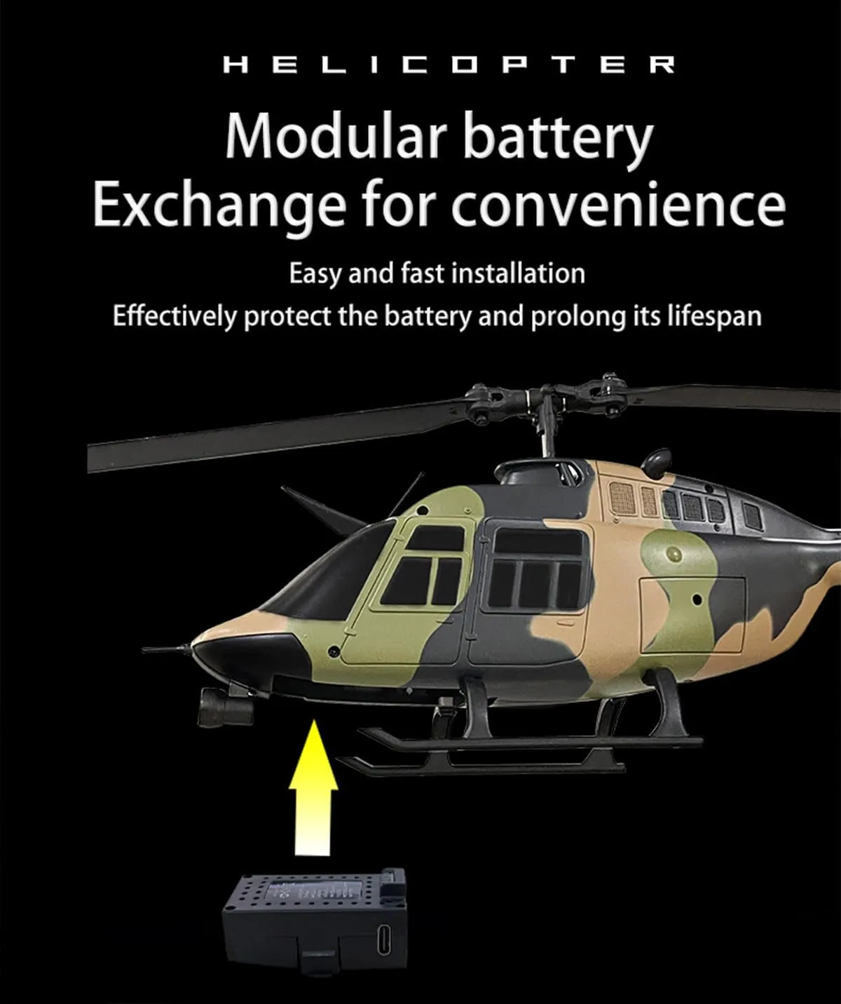 RC ERA C138 1/33 Scale Bell 206 Remote Control Helicopter for Adults, 2.4G 6-Channel Single-Rotor Tail-Less Helicopter, Optical Flow Positioning Outdoor Remote Control Aircraft Model