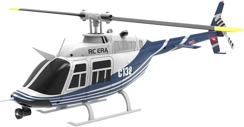 RC ERA C138 1/33 Scale No Aileron 206 Helicopter, 2.4G 6CH, Remote Control Helicopter with Optical Flow Positioning and Altitude Hold, Gifts for Beginners (RTF Version/Blue & White)