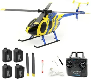 RC ERA C184 MD500 RC Helicopter for Adults, 2.4G 4CH 6-Axis Gyroscope Stabilized Helicopter, RTF Remote Control Electric Aircraft with Optical Flow for Beginners - 4PCS Battery