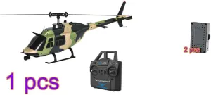 RC Helicopter for Adults, 1/33 Scale C138 Bell 206 2.4G 6CH Single-Propeller Flybarless Remote Control Helicopter, Aircraft for Beginners (Camo)  2 Battery