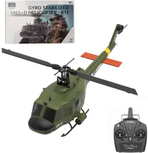 RC Helicopter for Adults, F07 UH-1 Huey 1/34 2.4G 6CH Brushless Direct-Drive 6G Flybarless Remote Control Helicopter Model with Optical Flow Positioning (RTF Version/Mode1/Mode2)