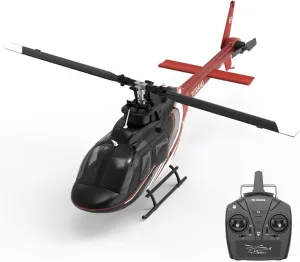 RC Helicopter for Adults, F08 1/27 Scale Bell 206 2.4G 6CH Brushless Direct Drive 3D/6G Flybarles Remote Control Helicopter Model, Indoor Aircraft Flying Toy (with Two Battery)