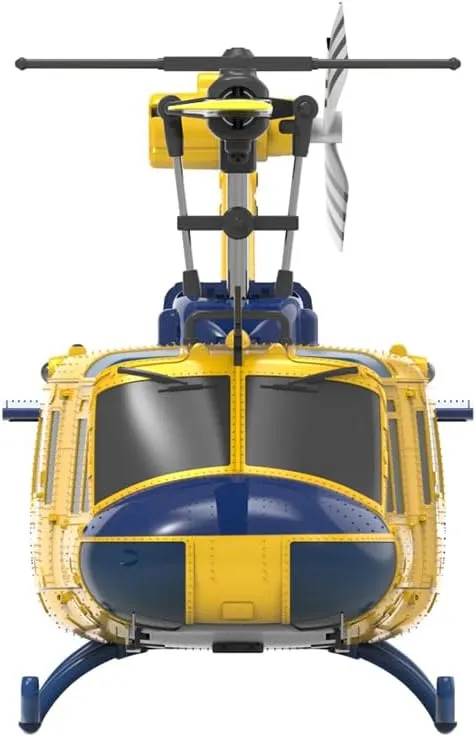 RC Helicopter Model, C032 1/48 Scale UH-1 Huey 2.4G 6CH Flybarless RC Plane with Upgraded Armament Attachments, Yellow-Blue RTF Version Gift for Adult