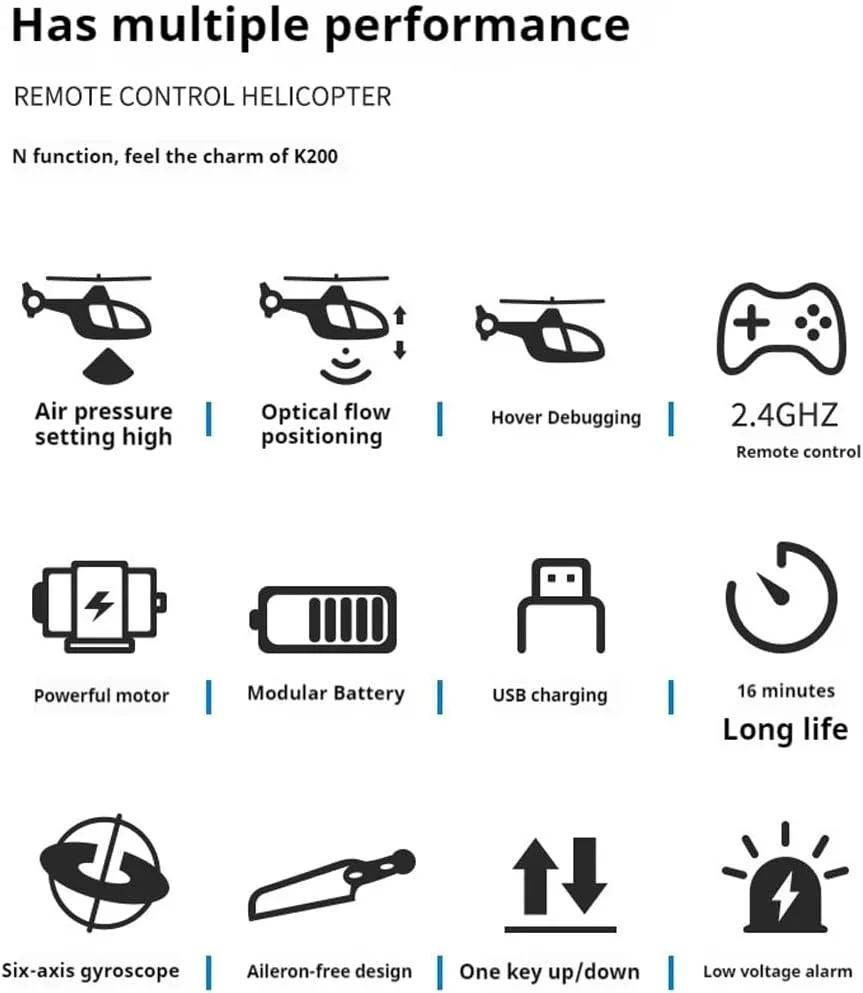 RC Helicopter with 6-Axis Gyro, 2.4G 4CH Single Blade RC Helicopter with Altitude Hold & Optical Flow - 1 Battery