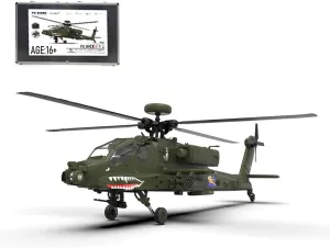 RC Military Armed Helicopters, F11 AH64 1/32 Scale 2.4G 6CH Helicopter Model RC Flying Plane Kit for Adult Teen (BNF Version)
