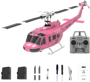 RC Plane,C032 UH-1 Huey RC Helicopter for Adults, 1/48 Scale 2.4G 6CH Flybarless Stunt RC Plane 6-Axis Gyroscope Optical Flow Positioning, TOF Lidar Height Setting for Beginners