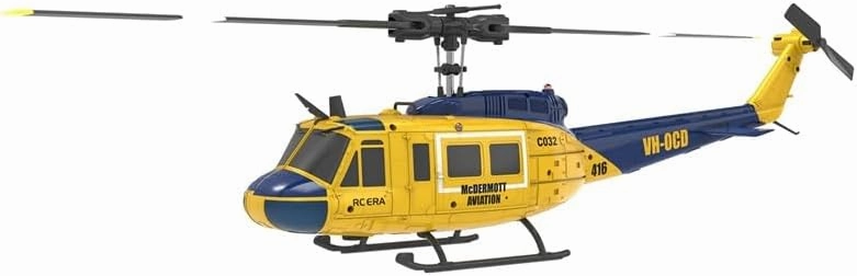 RC ERA C032 Huey UH1 6CH Gyro Stabilized RC Aircraft with Altitude Hold & Optical Sensor, 3D RC Helicopter RTF for Beginners, Adults Upgraded Transmitter (Yellow W/o Weapons (ERA-C032-Y))